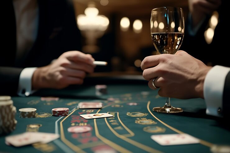 Live casino dealer table with multiple camera angles